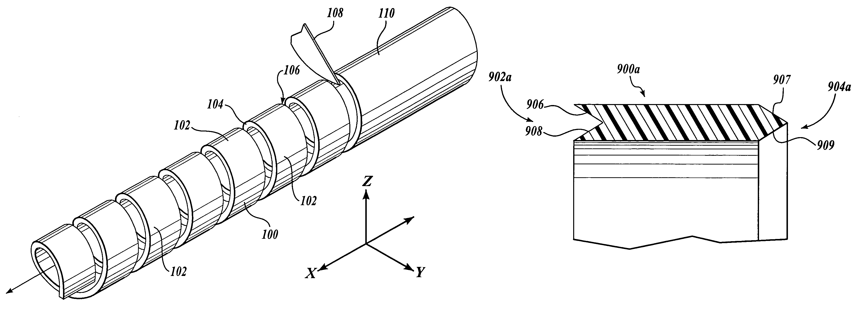 Flexible device shaft with angled spiral wrap