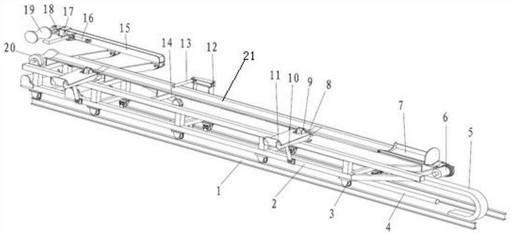 A horizontal conveying pipe string device