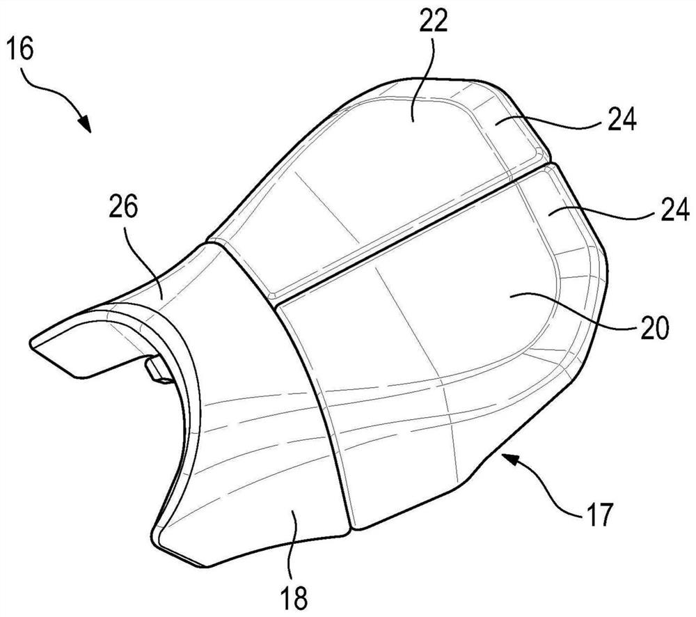 Adjustable seat assembly for a motorcycle, and motorcycle