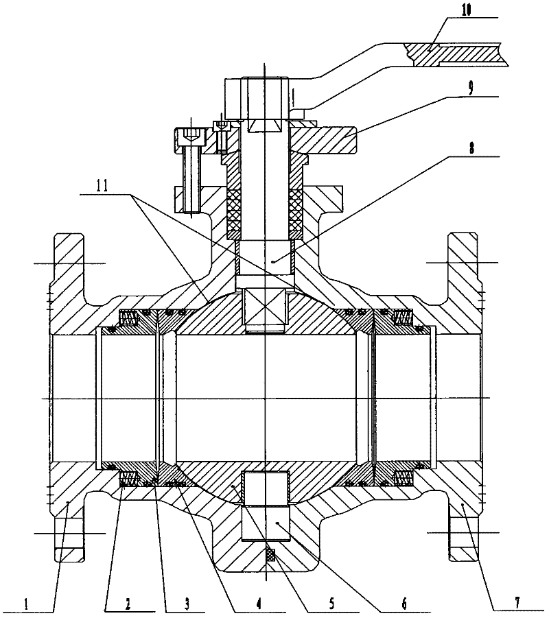 Anti-crystallization anti-scaling abrasion-resisting ball valve