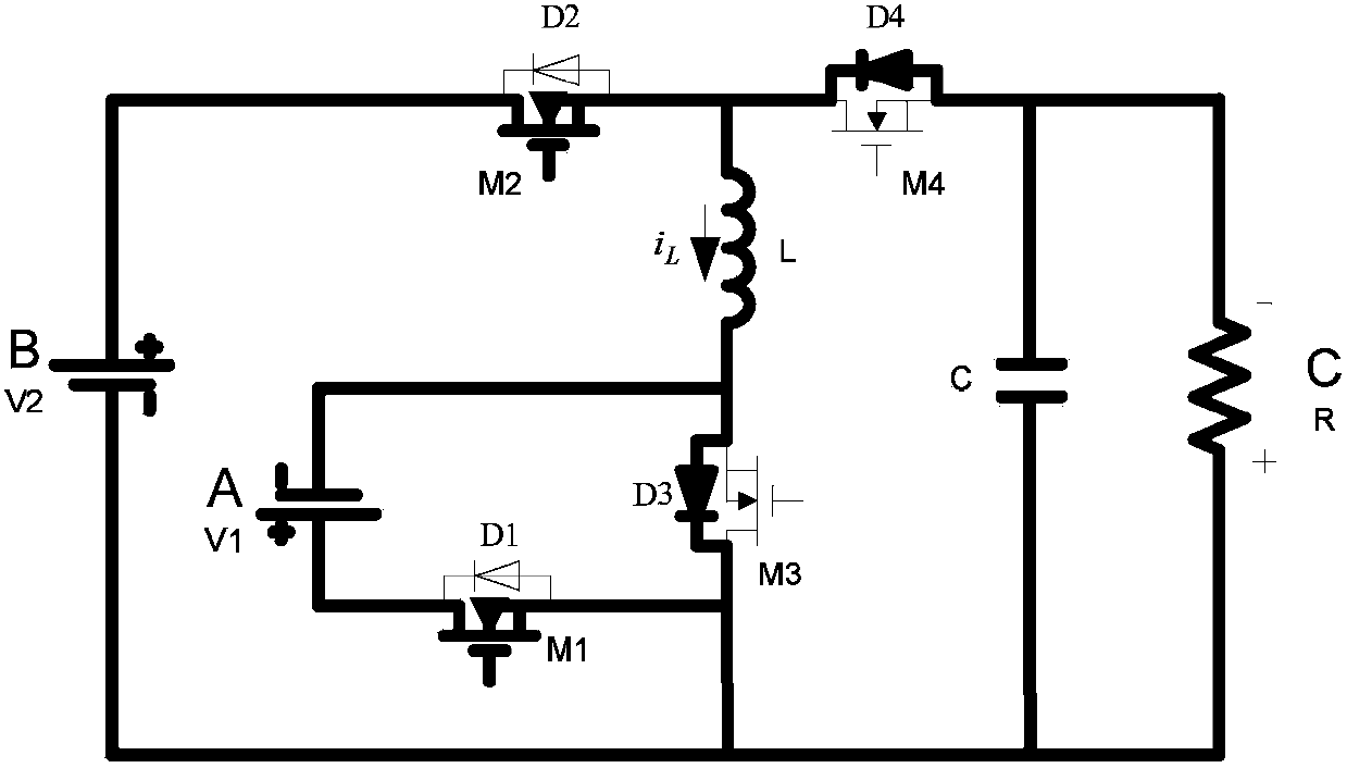 Bidirectional double-input BUCK/BUCKBOOST dc converter and power distribution method thereof