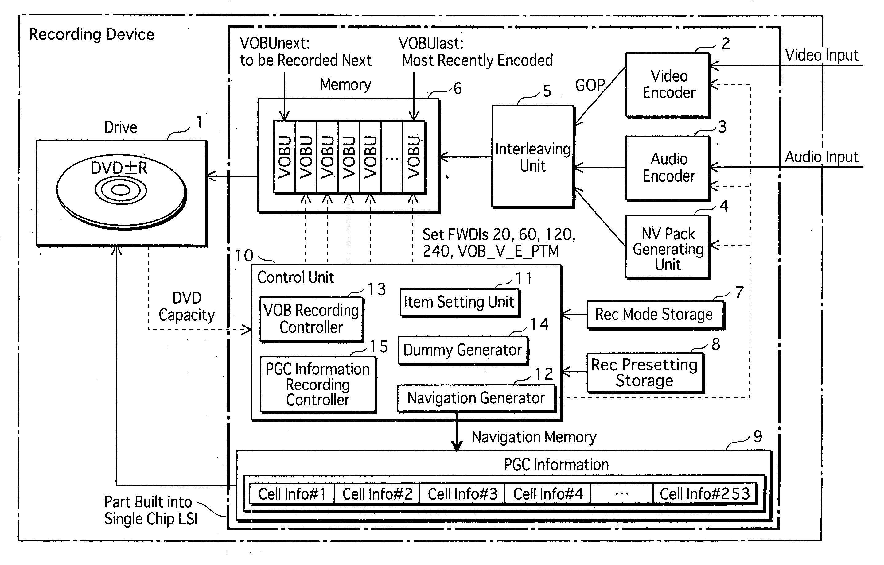 Device and method for recording real-time data