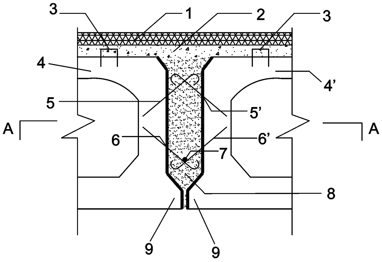Concrete hinge joint structure provided with intersecting shearing-resistant reinforcing steel bars and construction method of concrete hinge joint structure