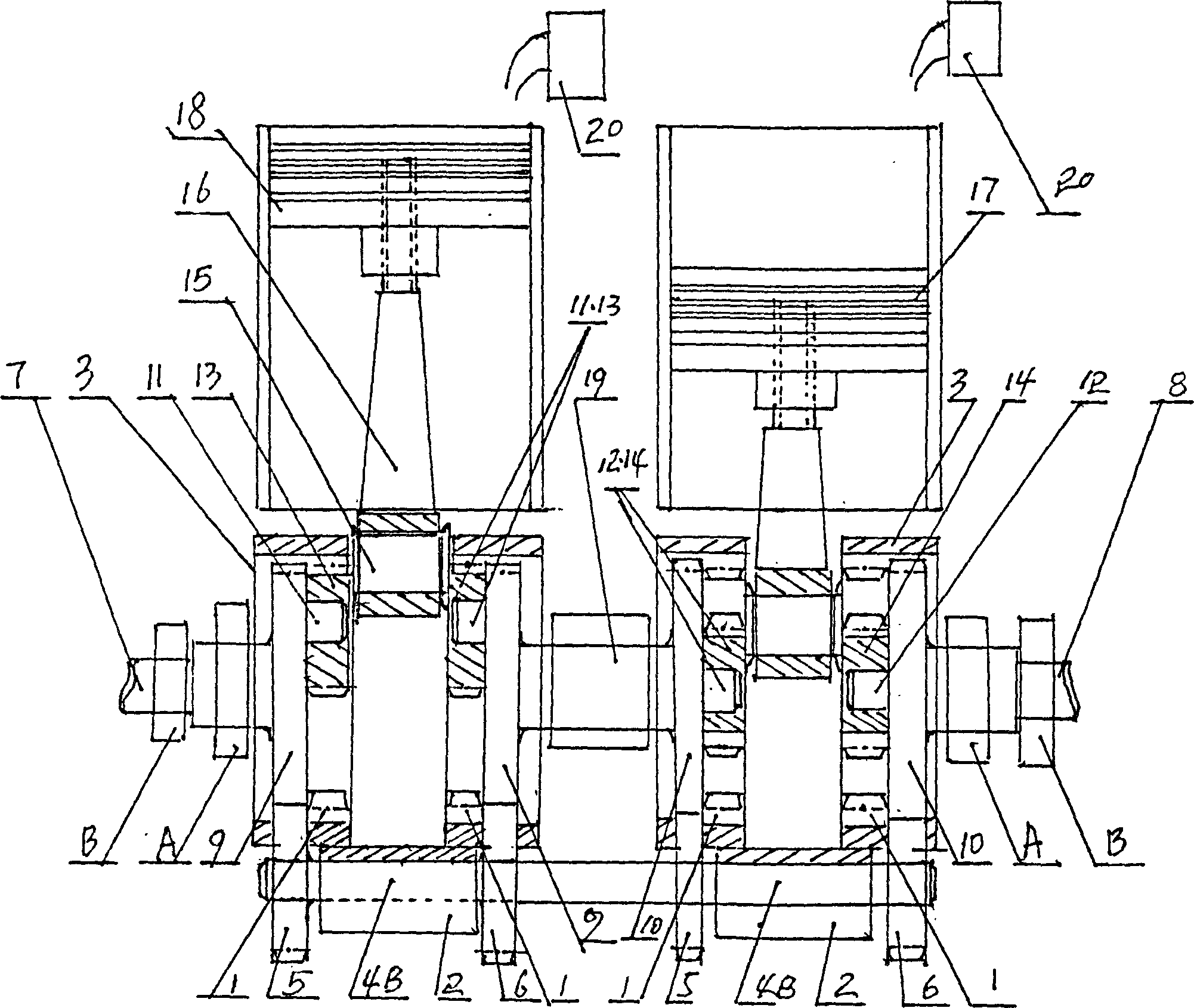 Techique of high thermal efficiency internal combustion engine with long pistion stroke and zero side pressure and devices