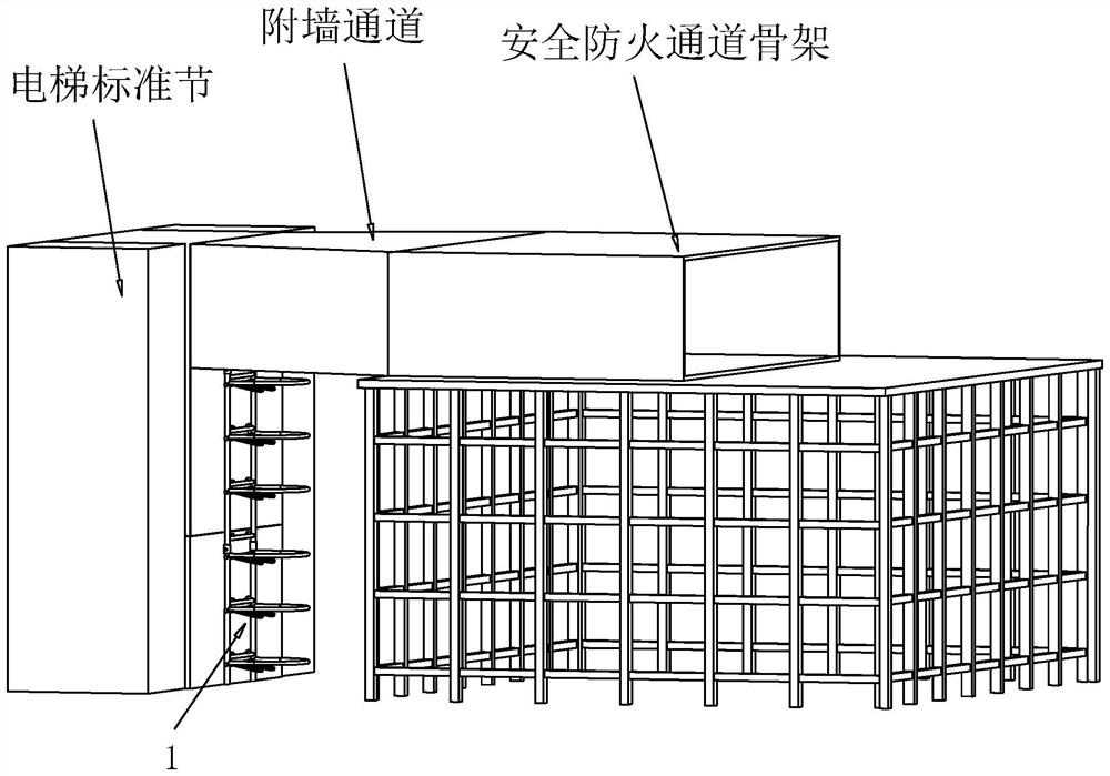 Safety fireproof system device for core tube construction of super high-rise building