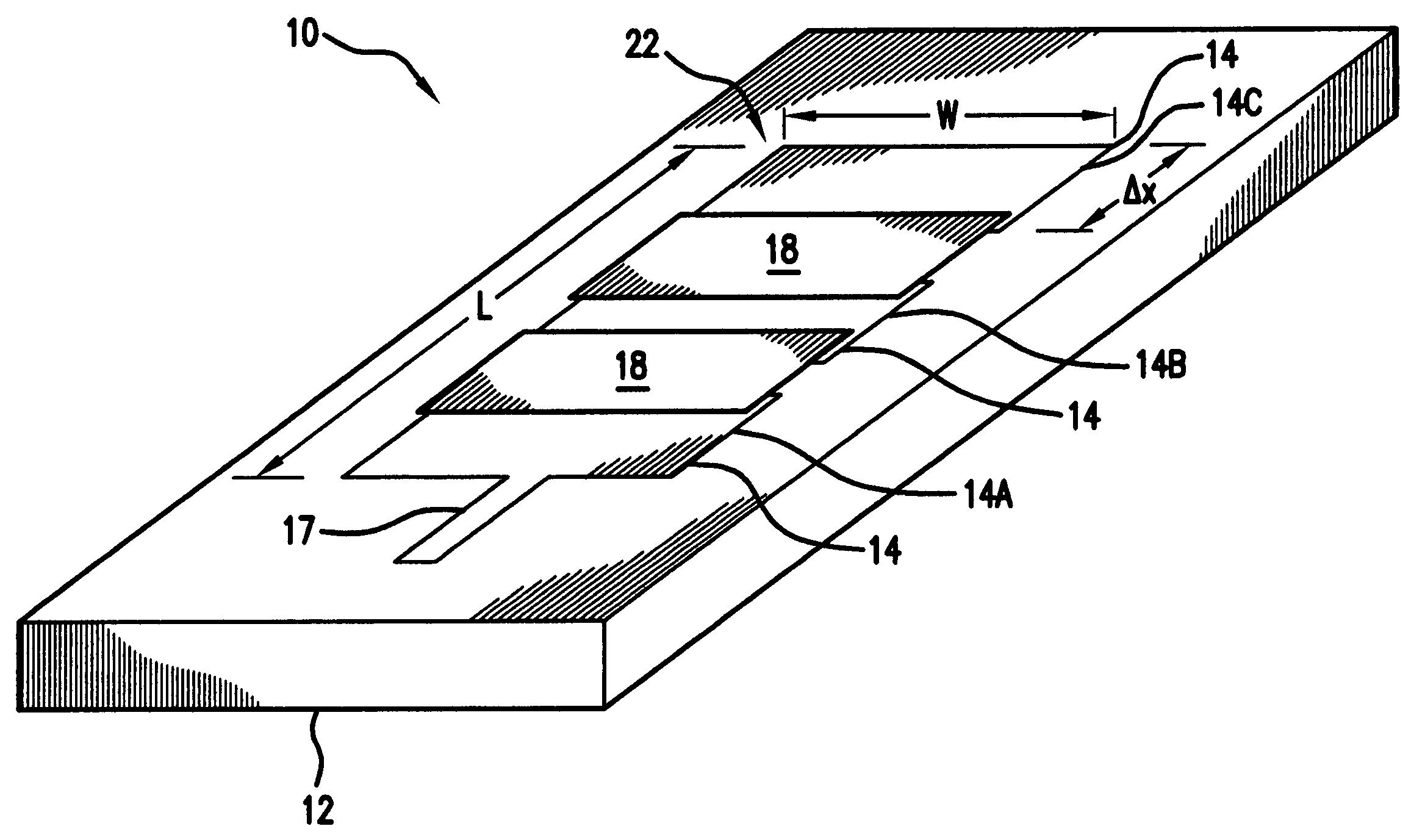 Segmented microstrip patch antenna with exponential capacitive loading