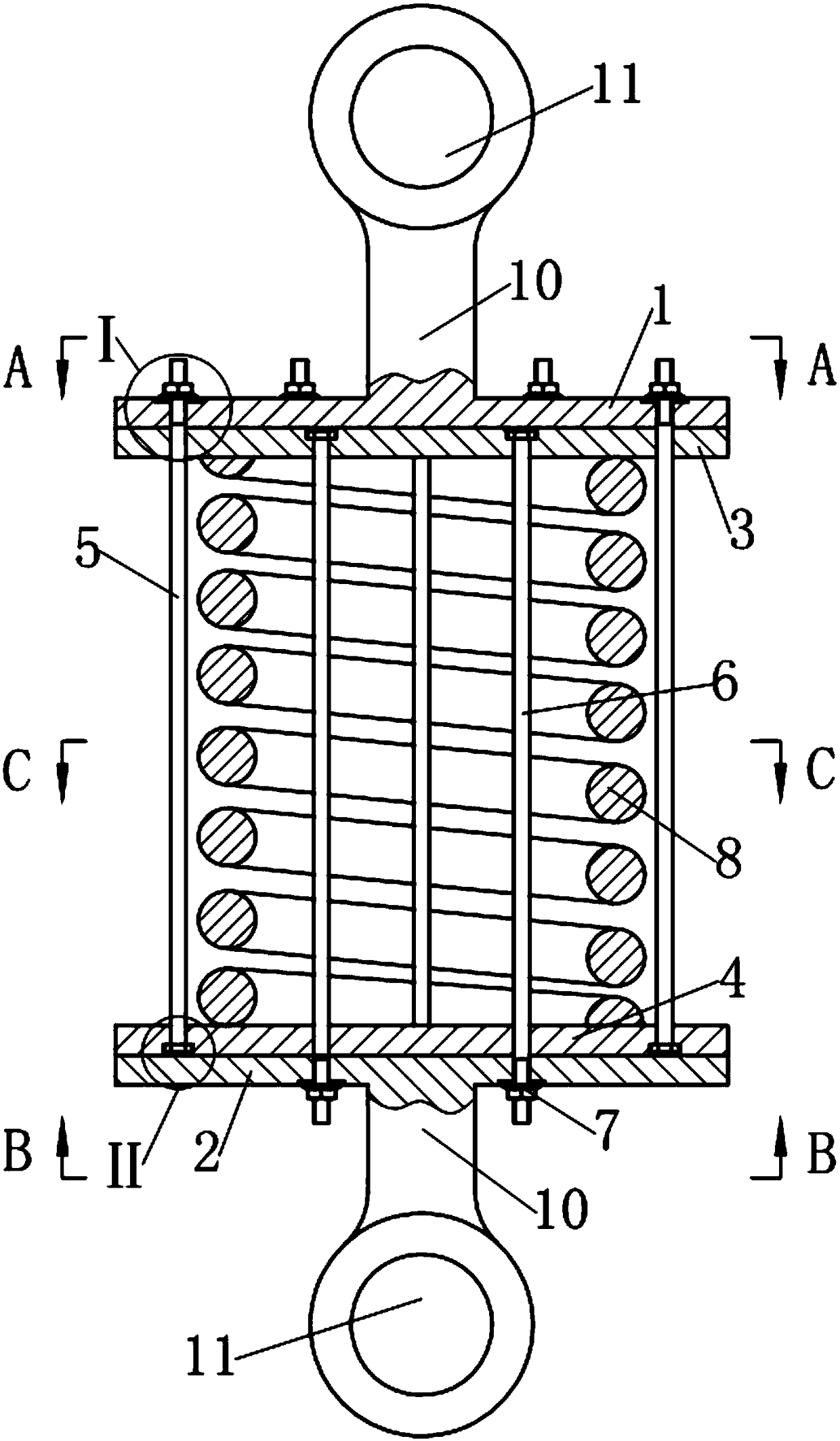 A rod-guided composite spring damper