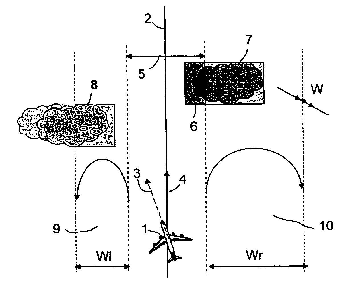 Method of indicating the lateral manoeuvre margins on either side of the flight plan path of an aircraft