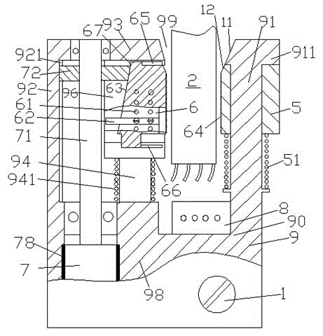 Low-vibration power cable wiring positioning device