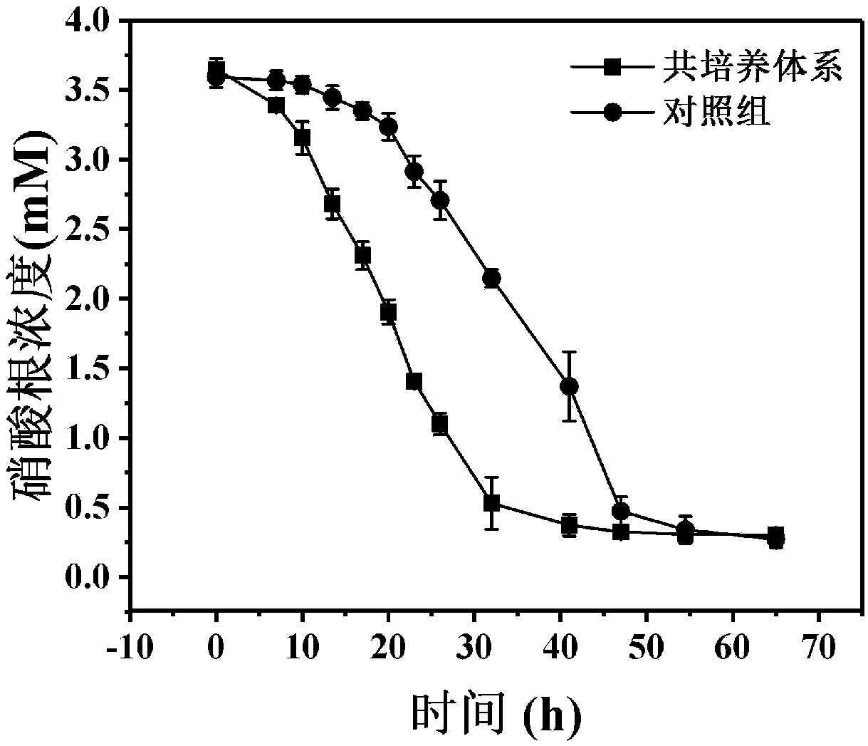 Method for promoting stable and rapid implementation of denitrification process through microorganism co-culture