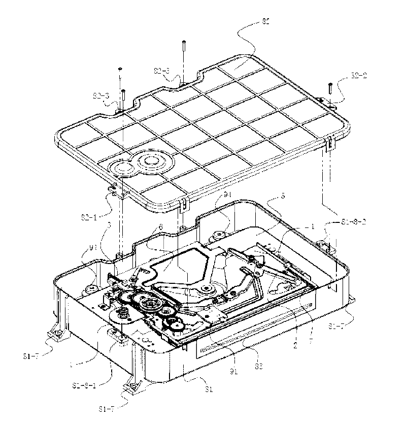Suction disk loading device and optical pickup unit core of same