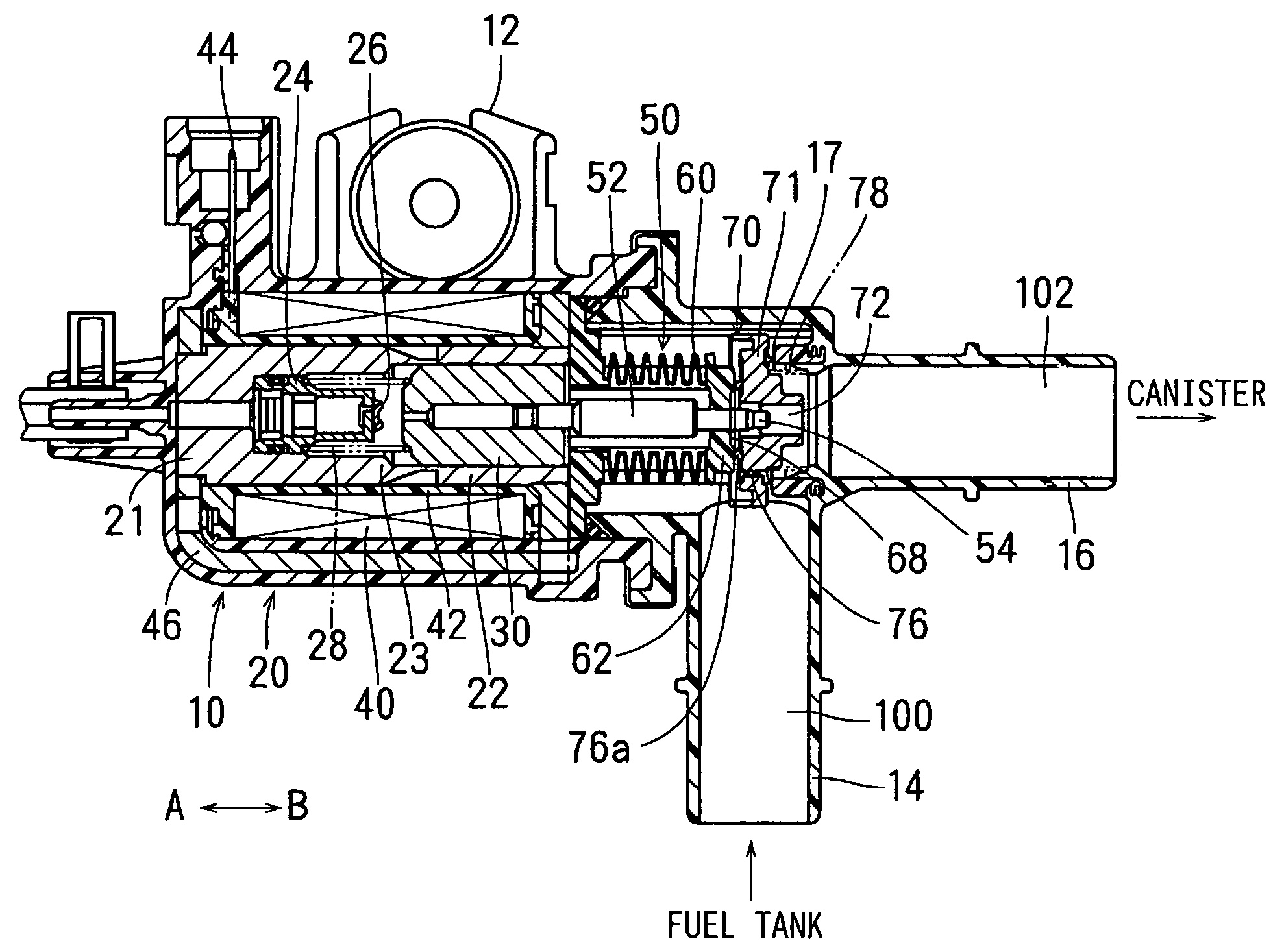 Electromagnetic valve and vapor fuel treating system applying the same