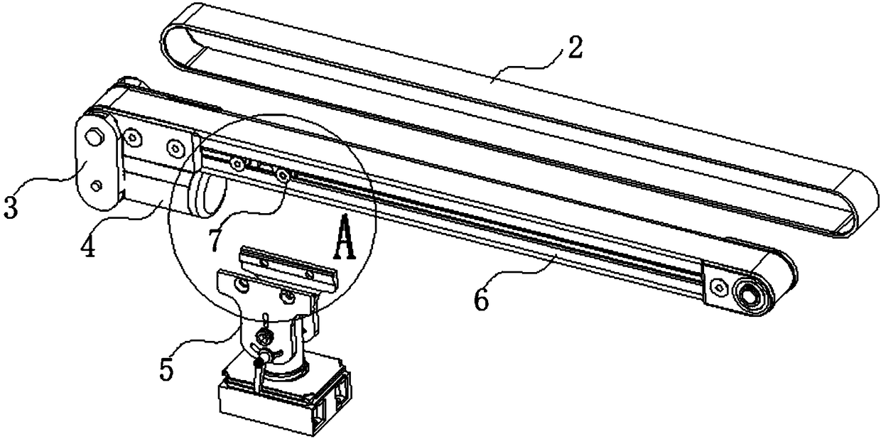 Material conveying device for top of crane