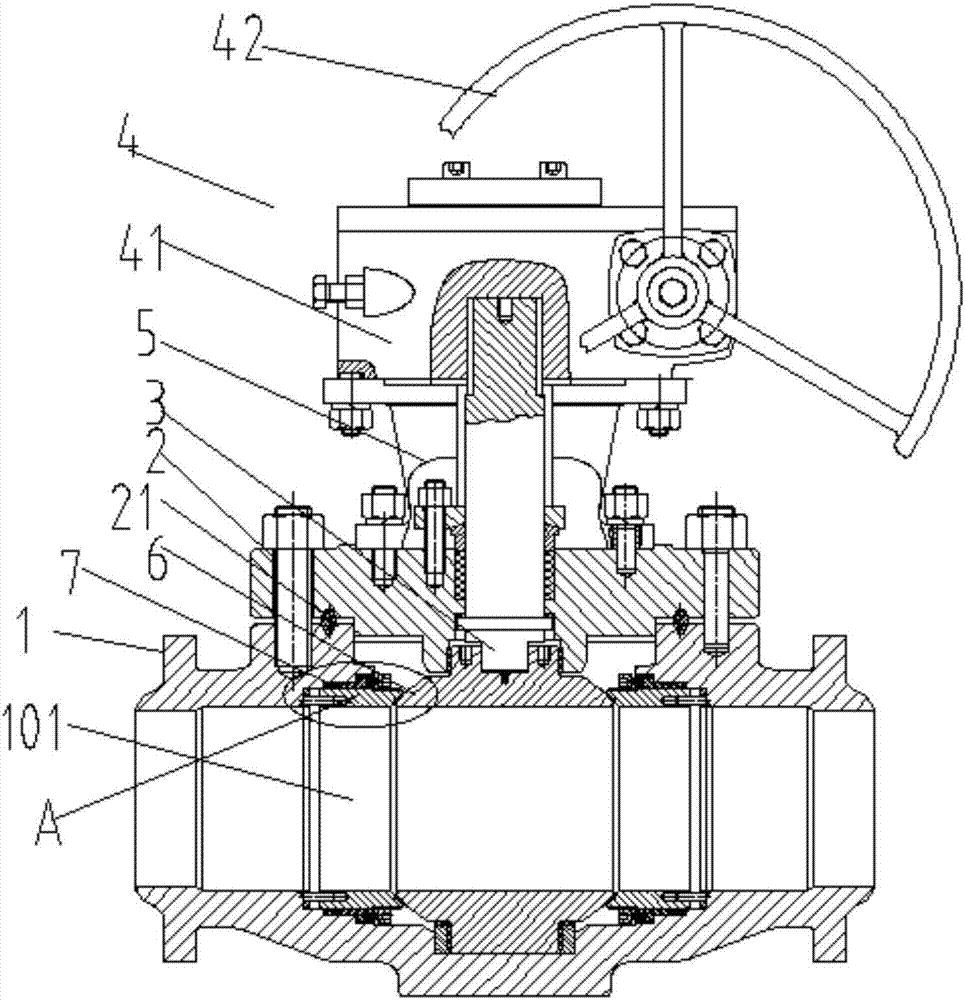 High-temperature and high-pressure top-assembled ball valve