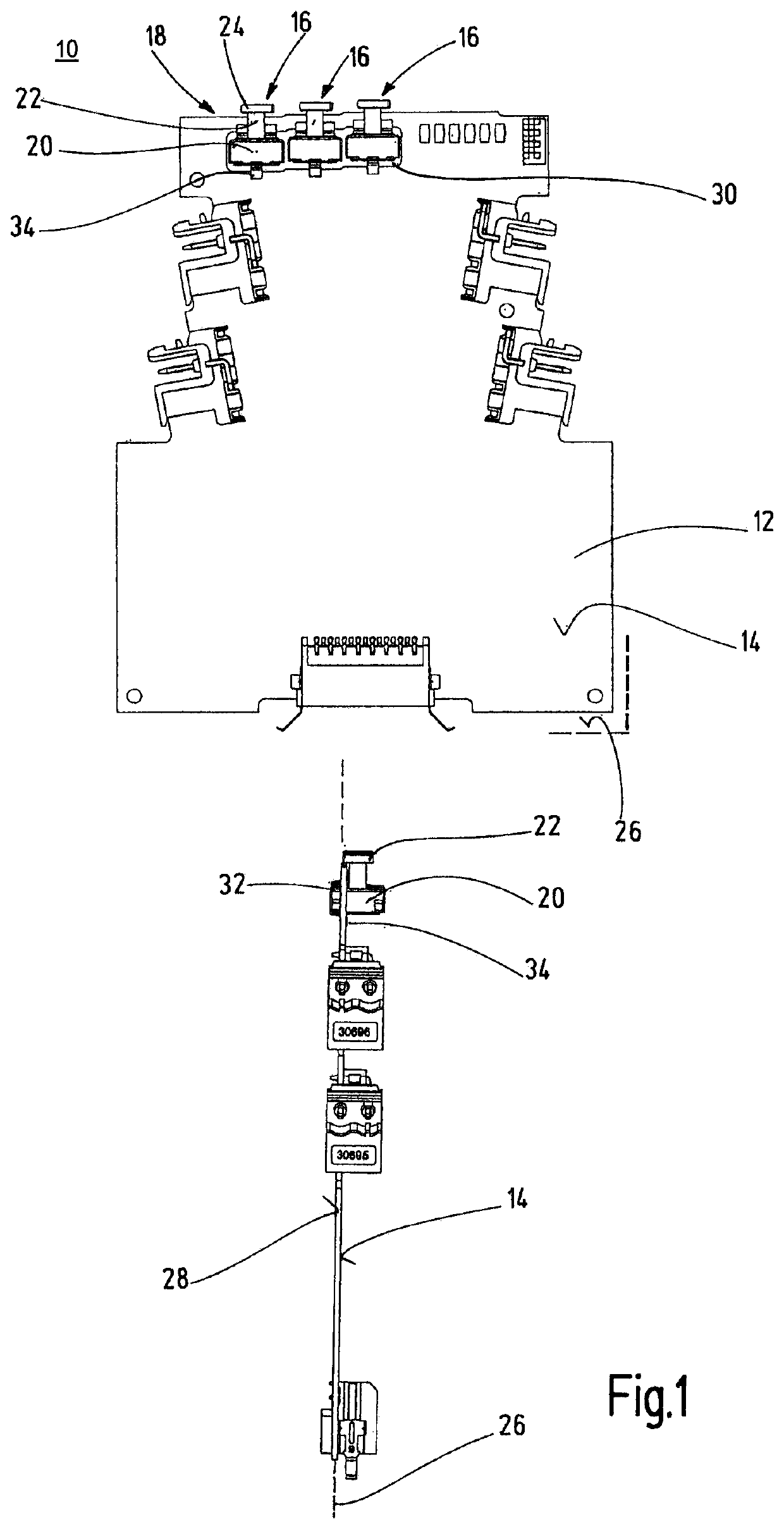 Safety switching device with recessed setting components
