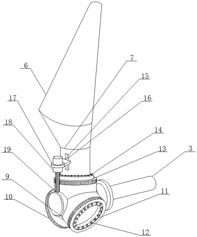A wind turbine wind wheel variable pre-cone angle device and using method