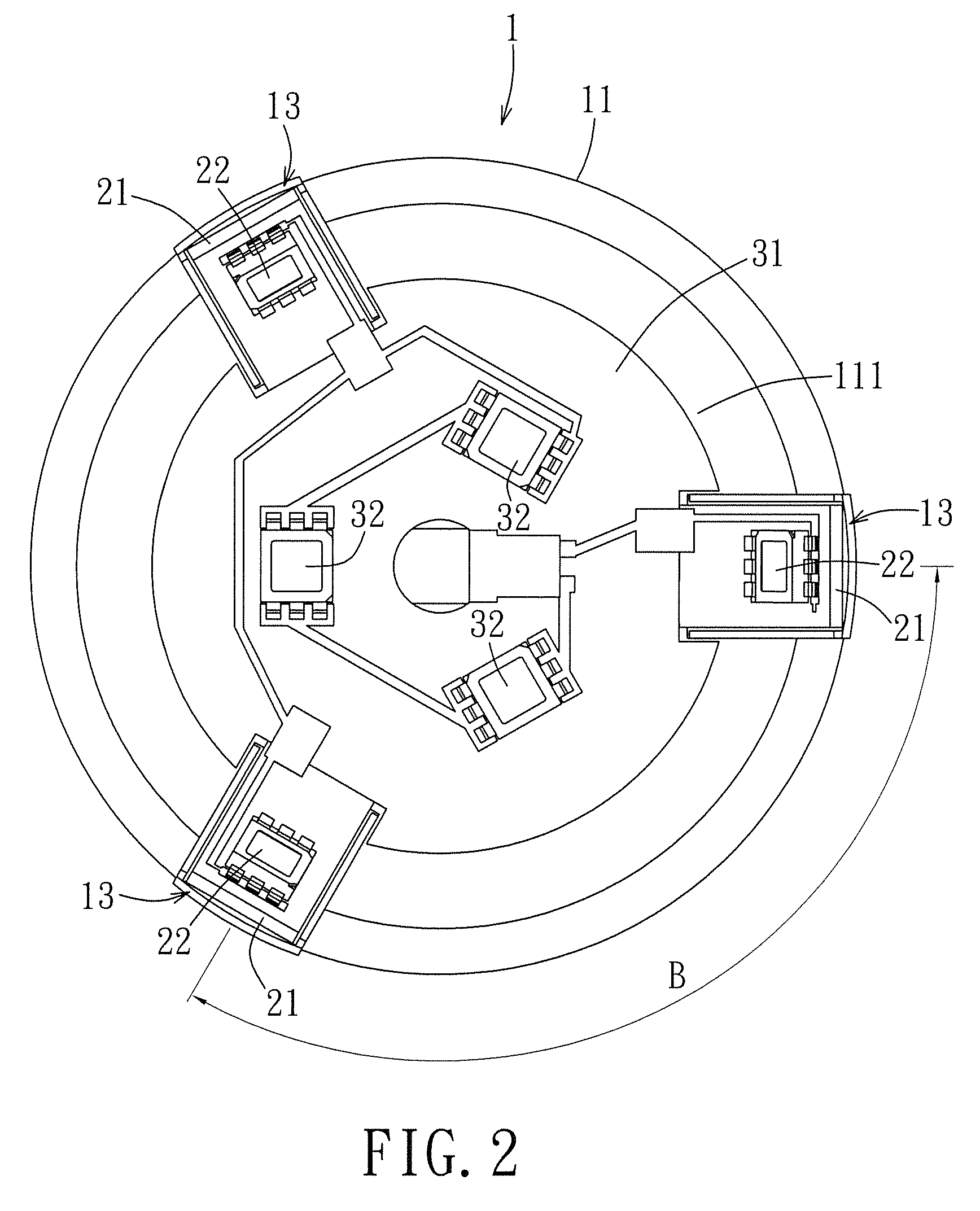 Luminaire having light-emitting elements disposed on protrusions
