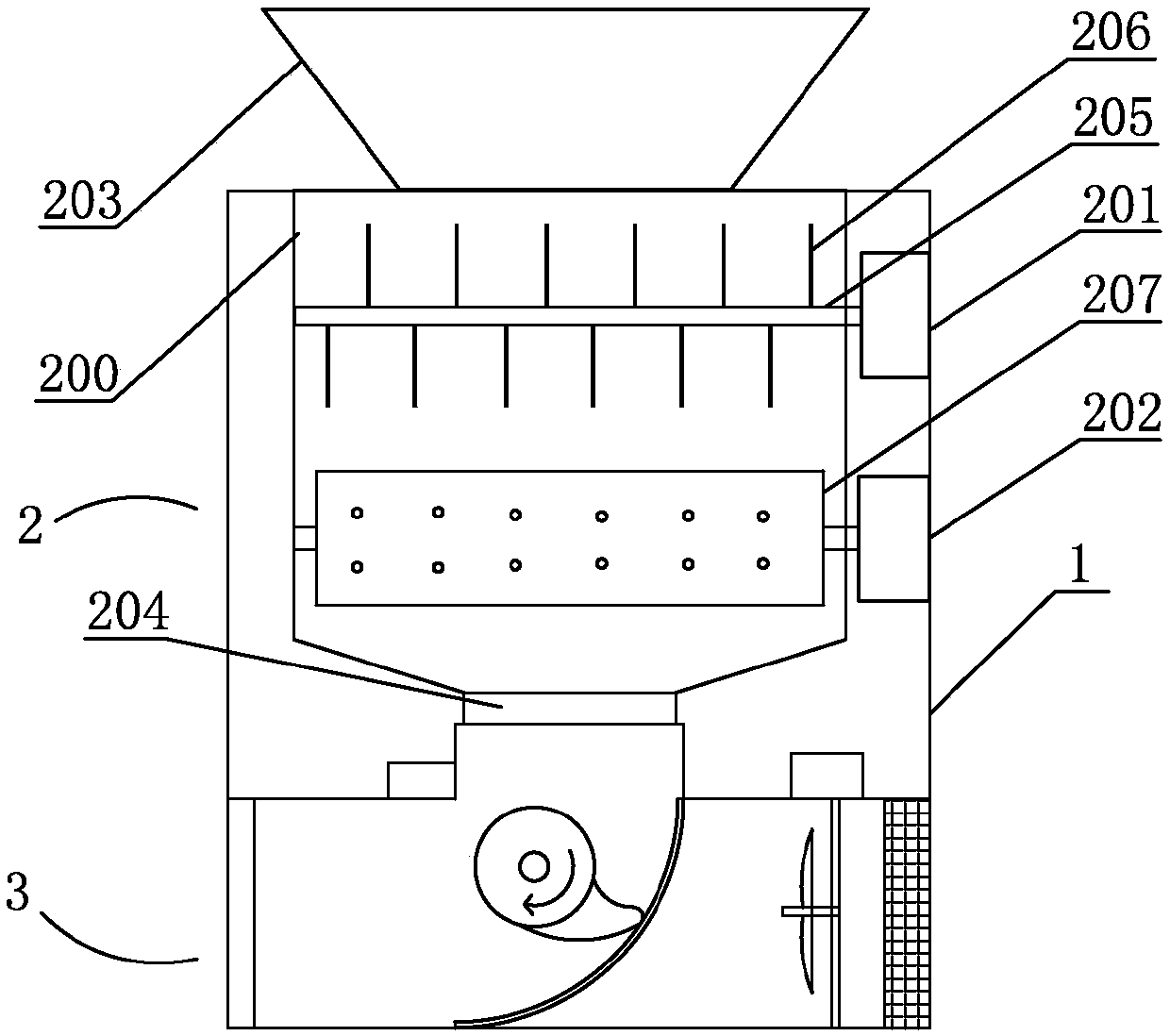 Activated carbon material crushing device