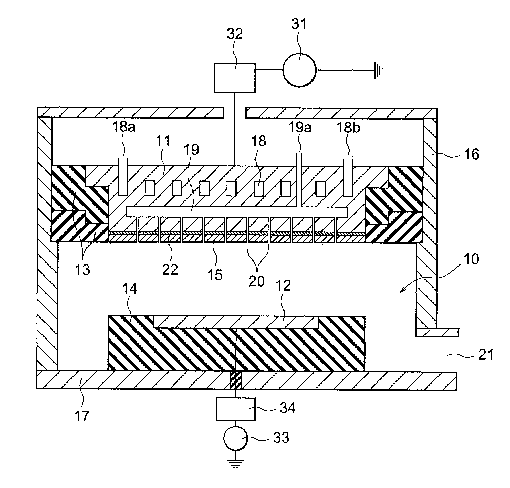 Device for fixing a gas showerhead or target plate to an electrode in plasma processing systems