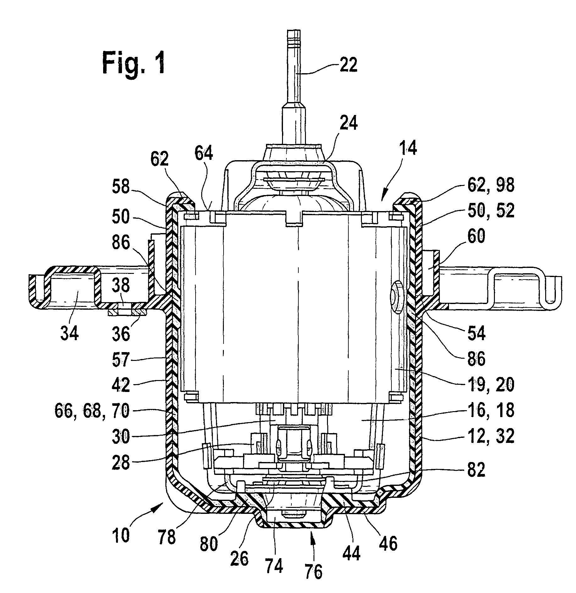 Receptacle housing for mounting a fan motor to a carrier