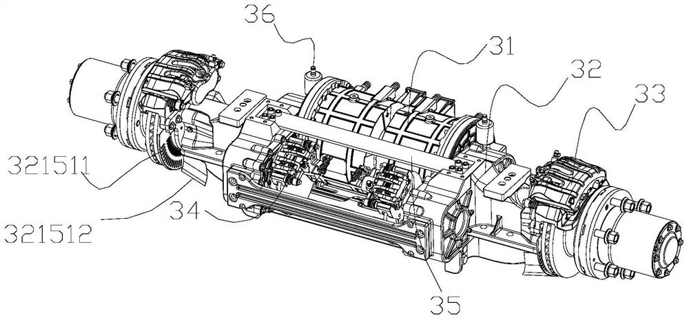 Distributed driving system suitable for plate spring suspension