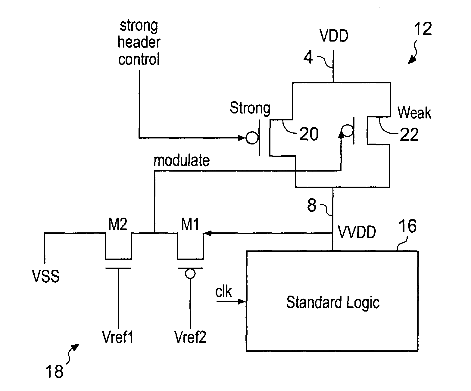Virtual power rail modulation within an integrated circuit