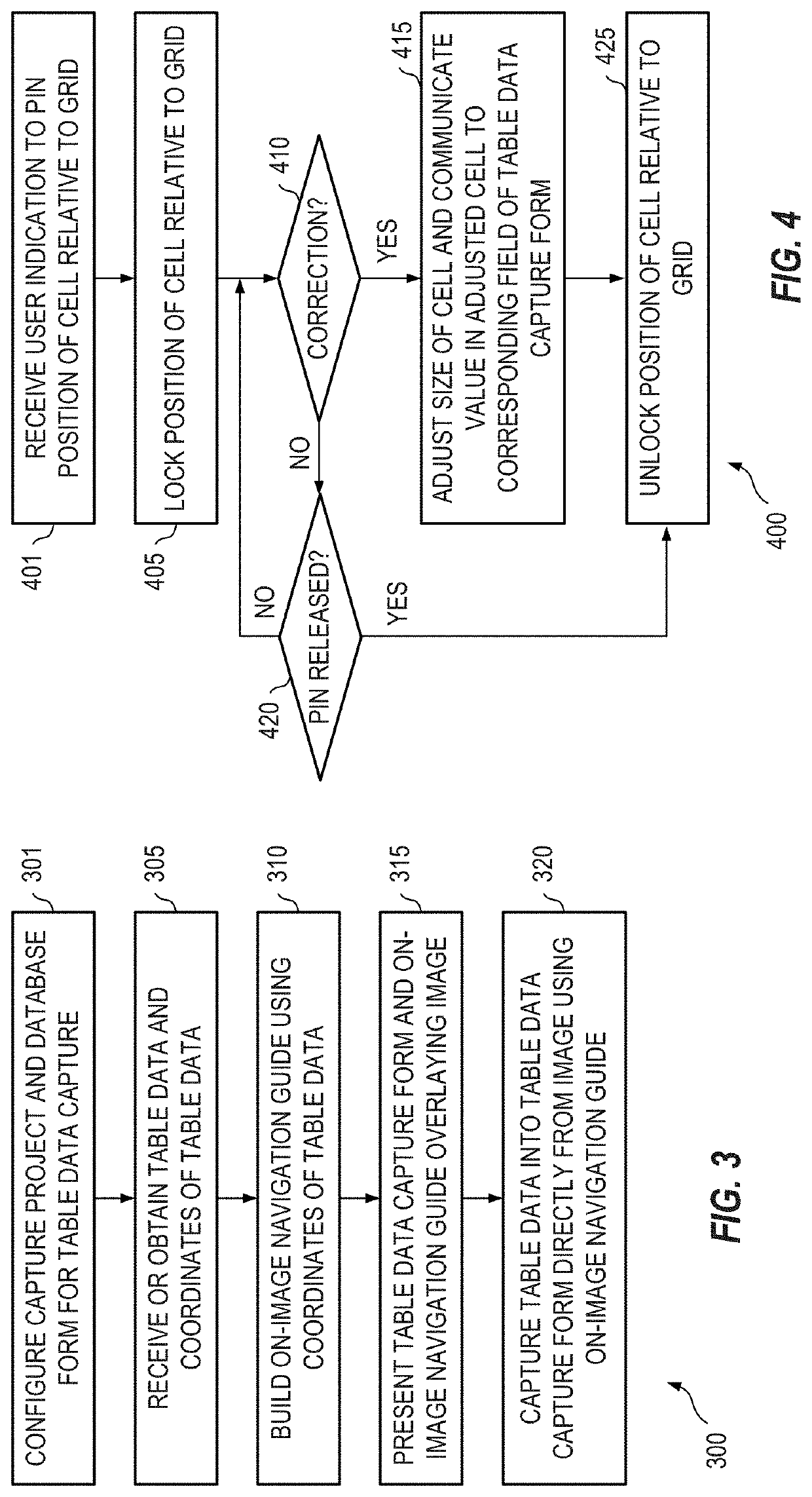 Systems and methods for on-image navigation and direct image-to-data storage table data capture