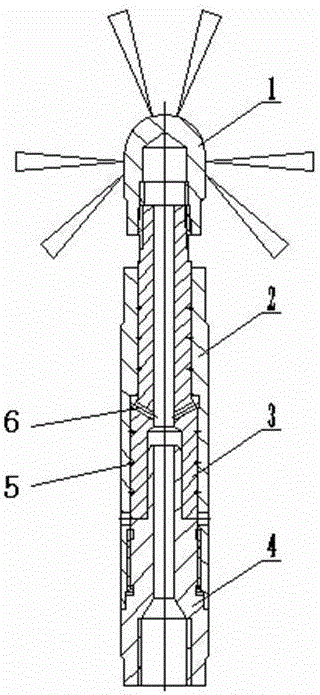 Small high-pressure water self-rotating cleaning nozzle