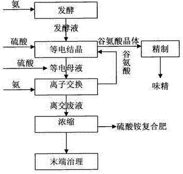 Method for preparing sodium glutamate by using glutamic acid fermentation broth.