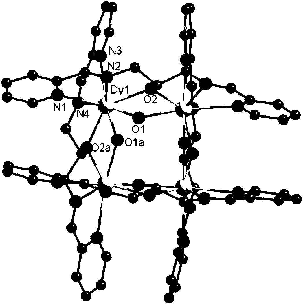 2-pyridinecarboxaldehyde-1,3-diamino-2-propanol Schiff base tetranuclear dysprosium cluster compound and synthesis method and application thereof