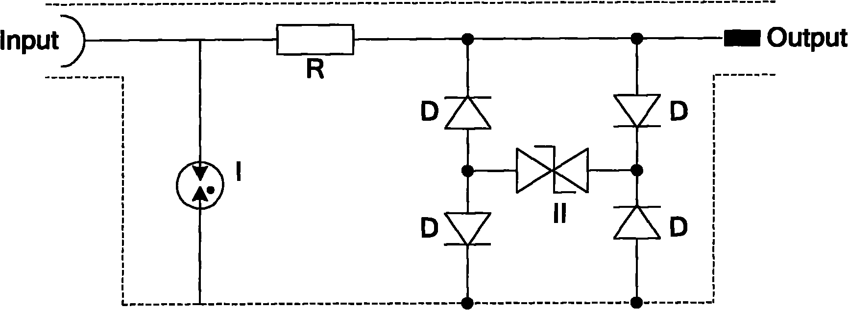 Coaxial channel lightning protection device circuit