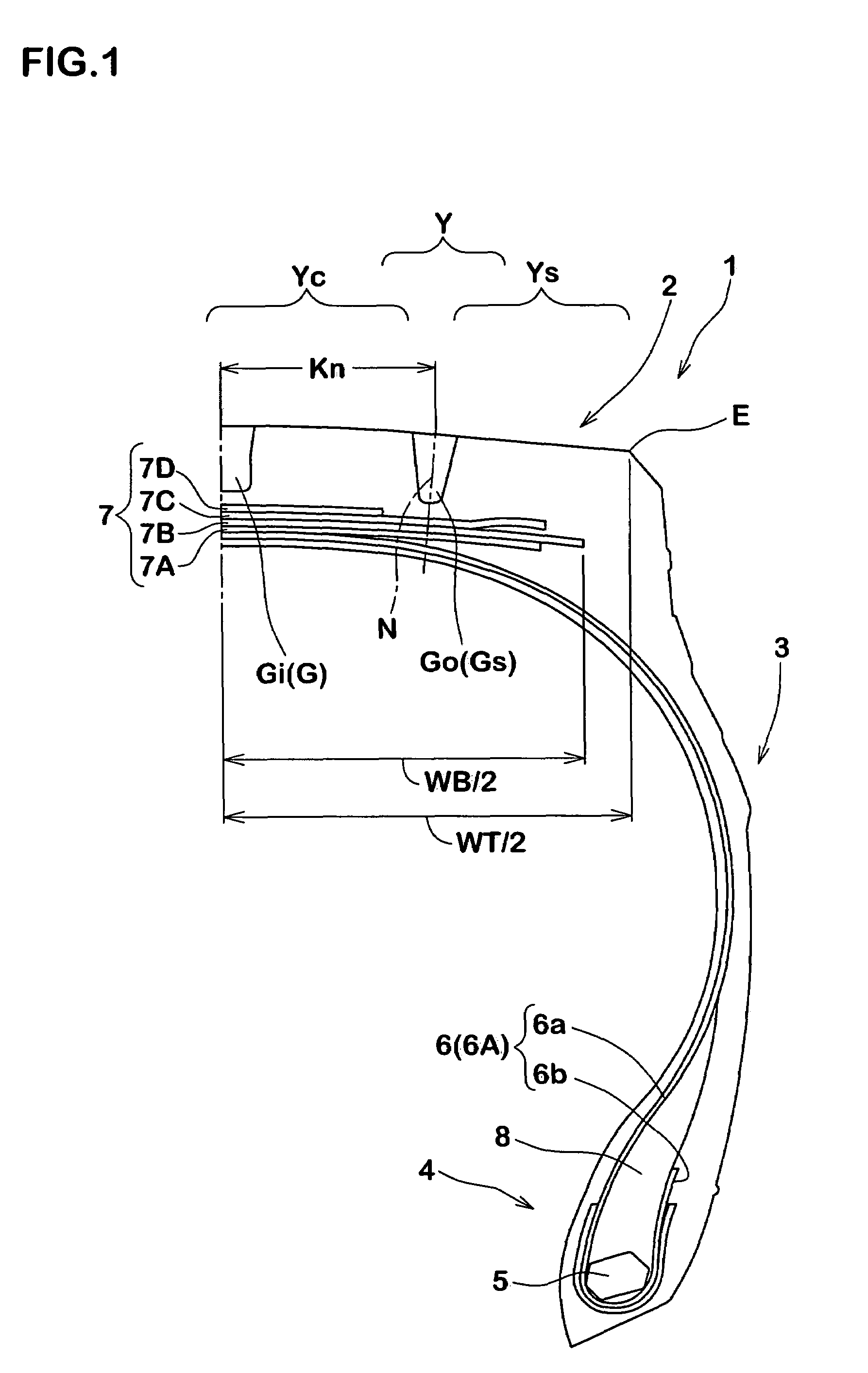 Heavy-duty tire having ground-contact surface shape