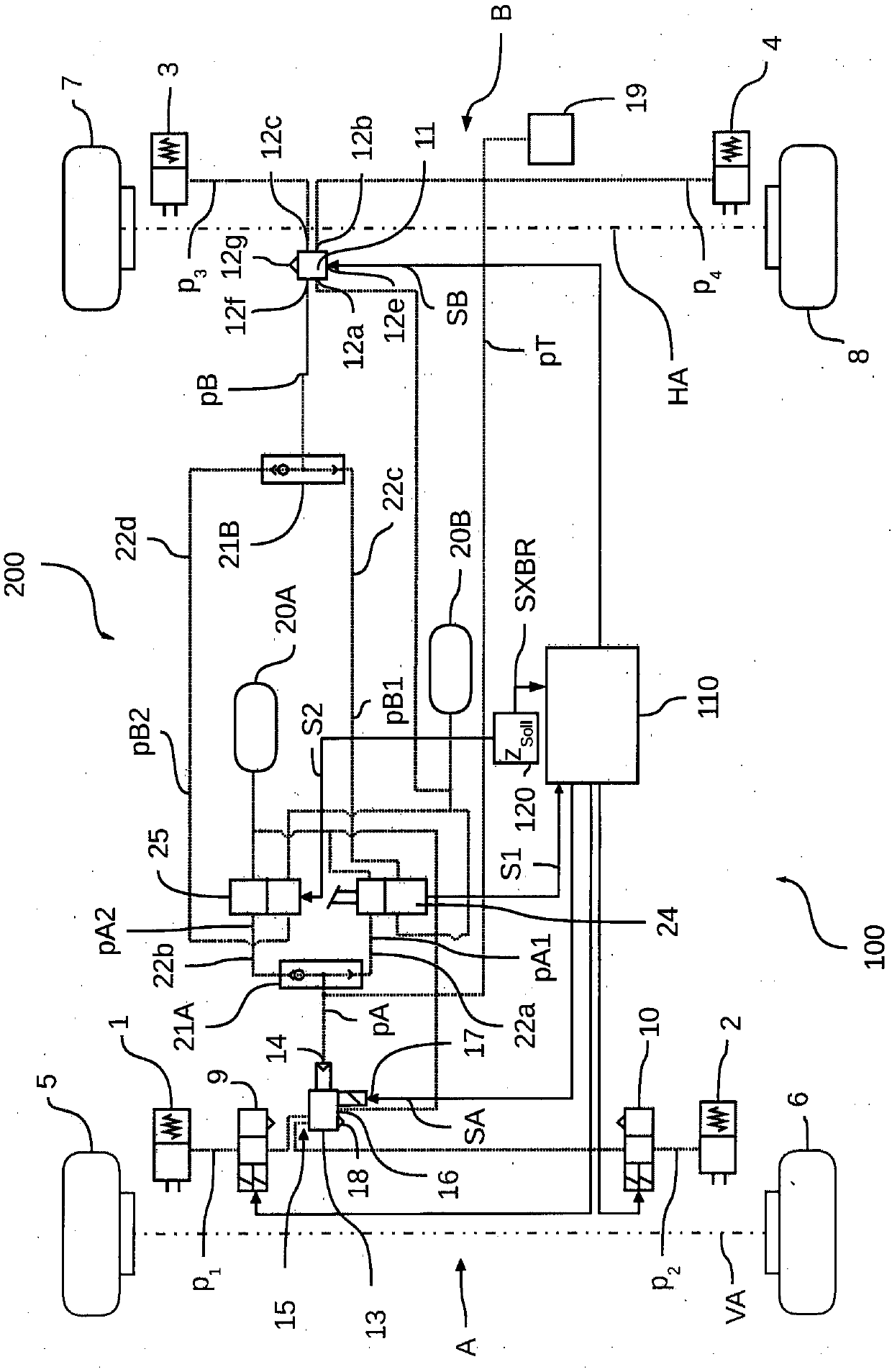 Electronically controlled pneumatic braking system in a commercial vehicle, and method for electronically controlling a pneumatic braking system