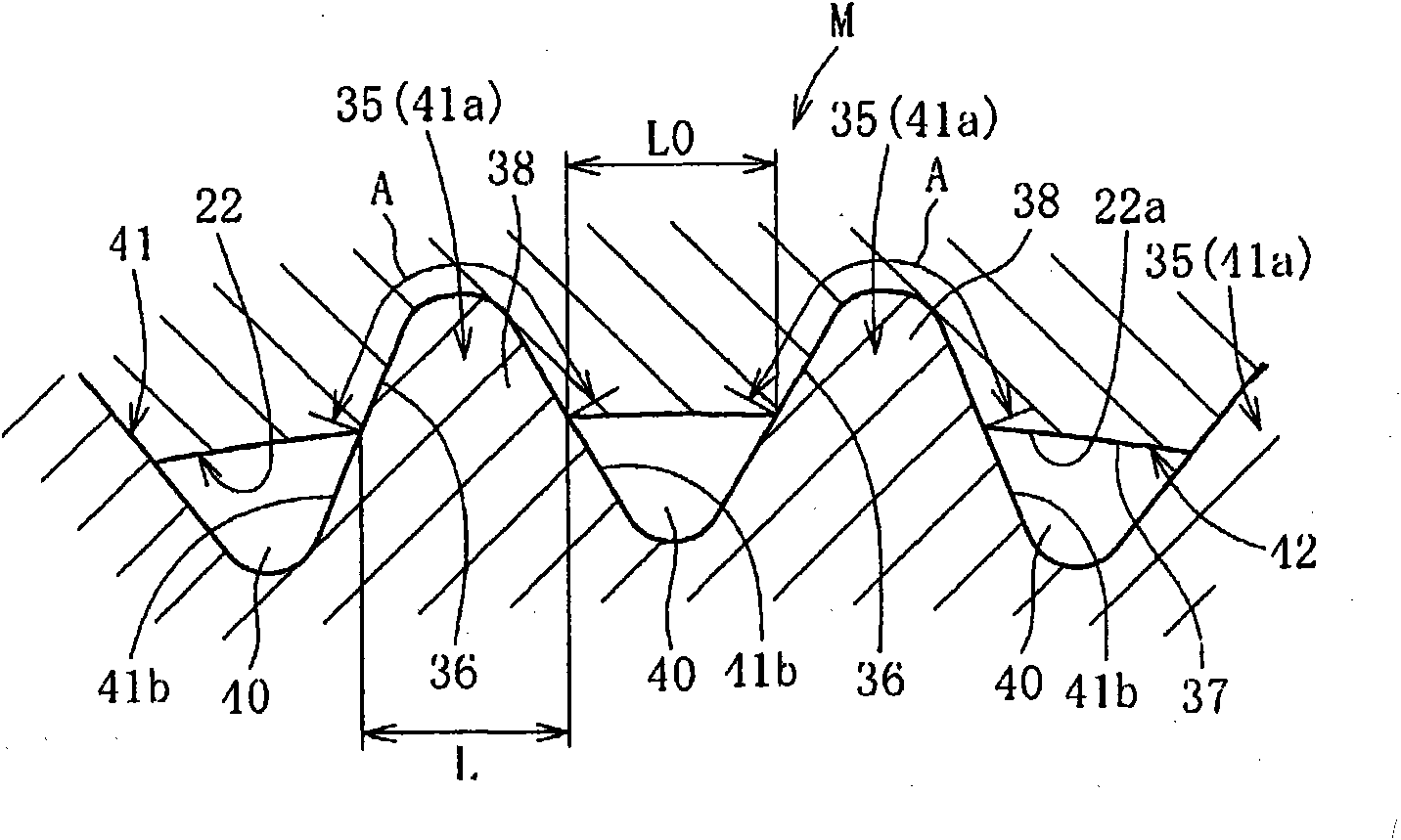 Bearing device for wheel, and axle module