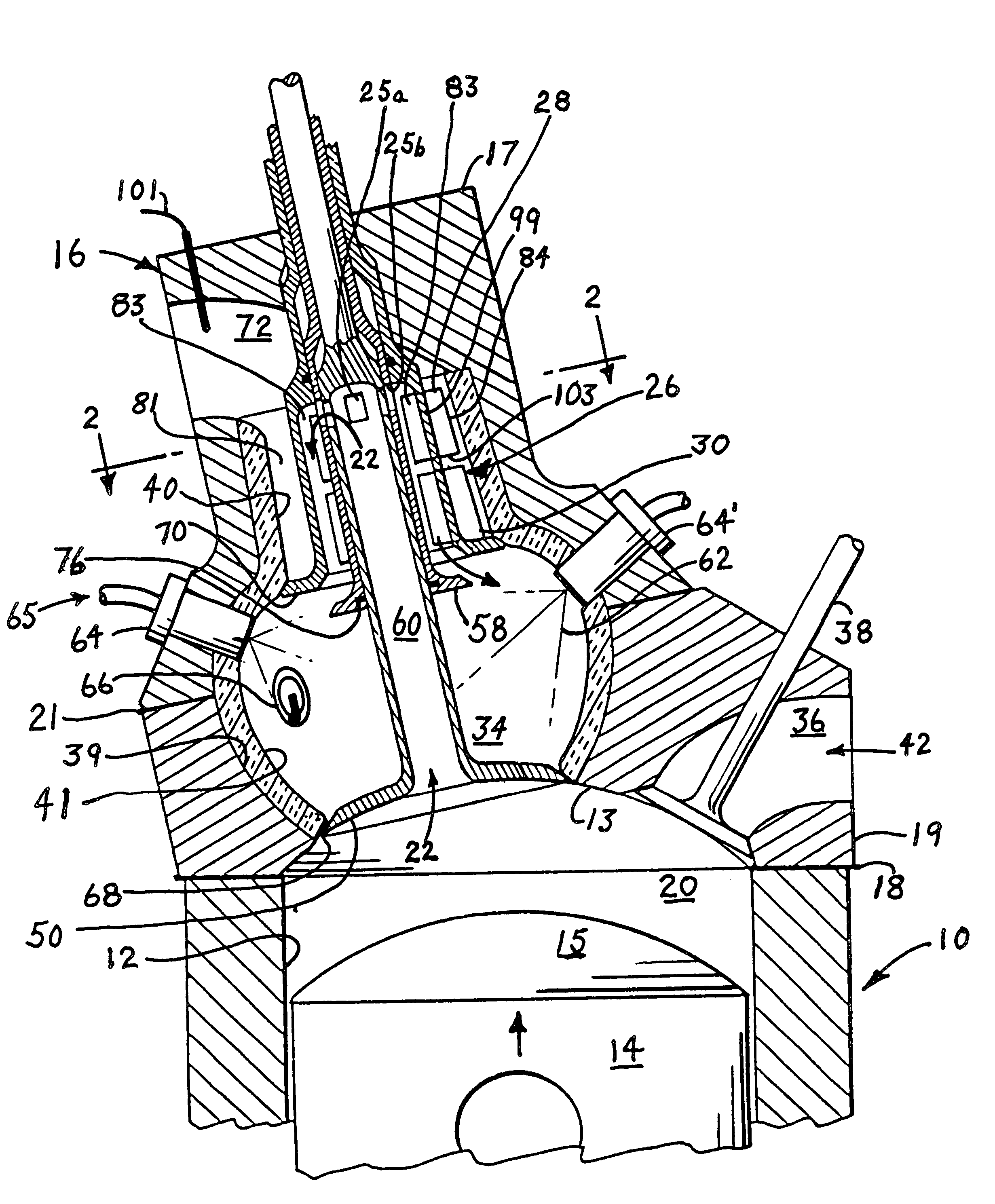 Four-stroke internal combustion engine with recuperator in cylinder head