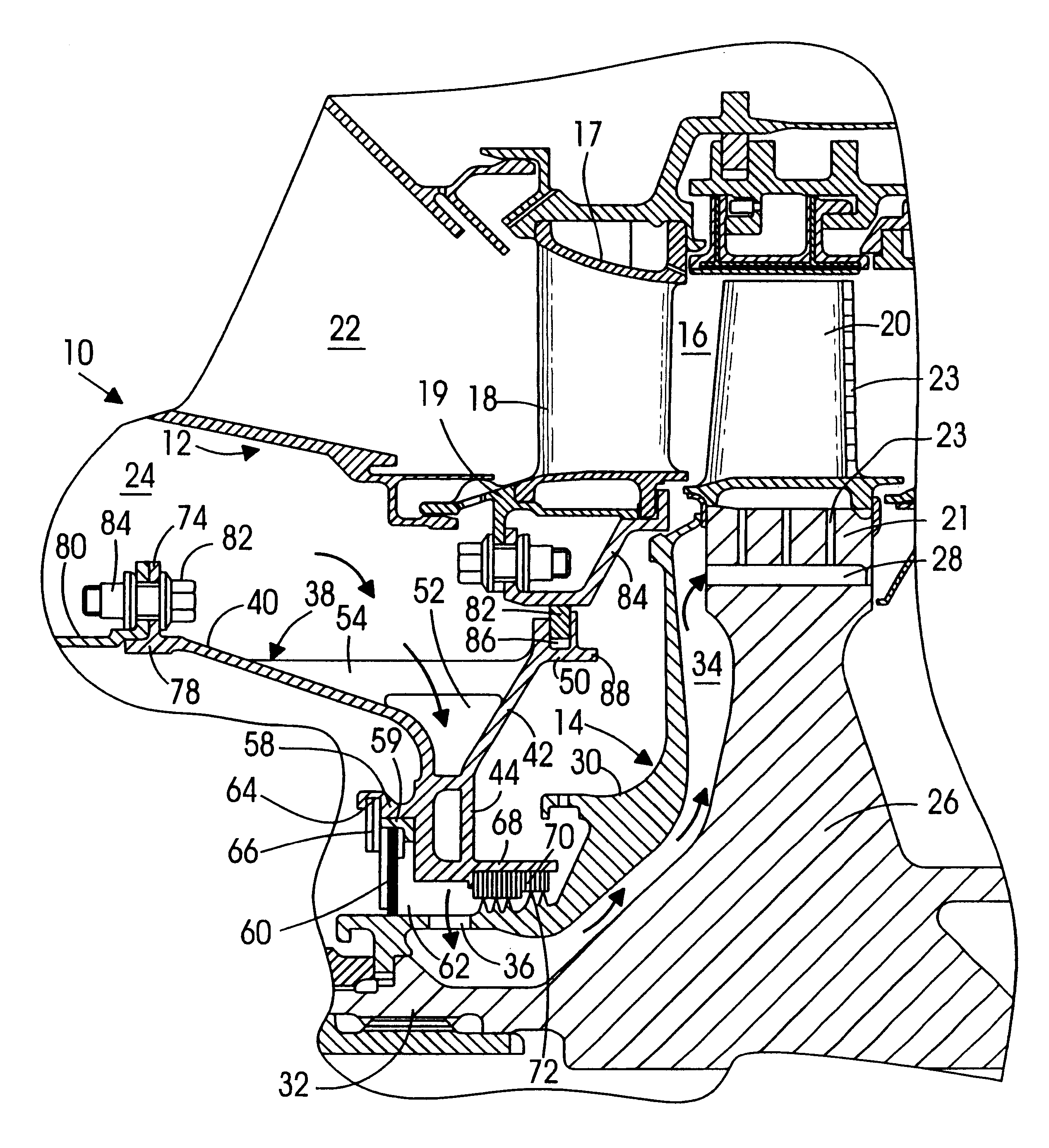 Cast on-board injection nozzle with adjustable flow area