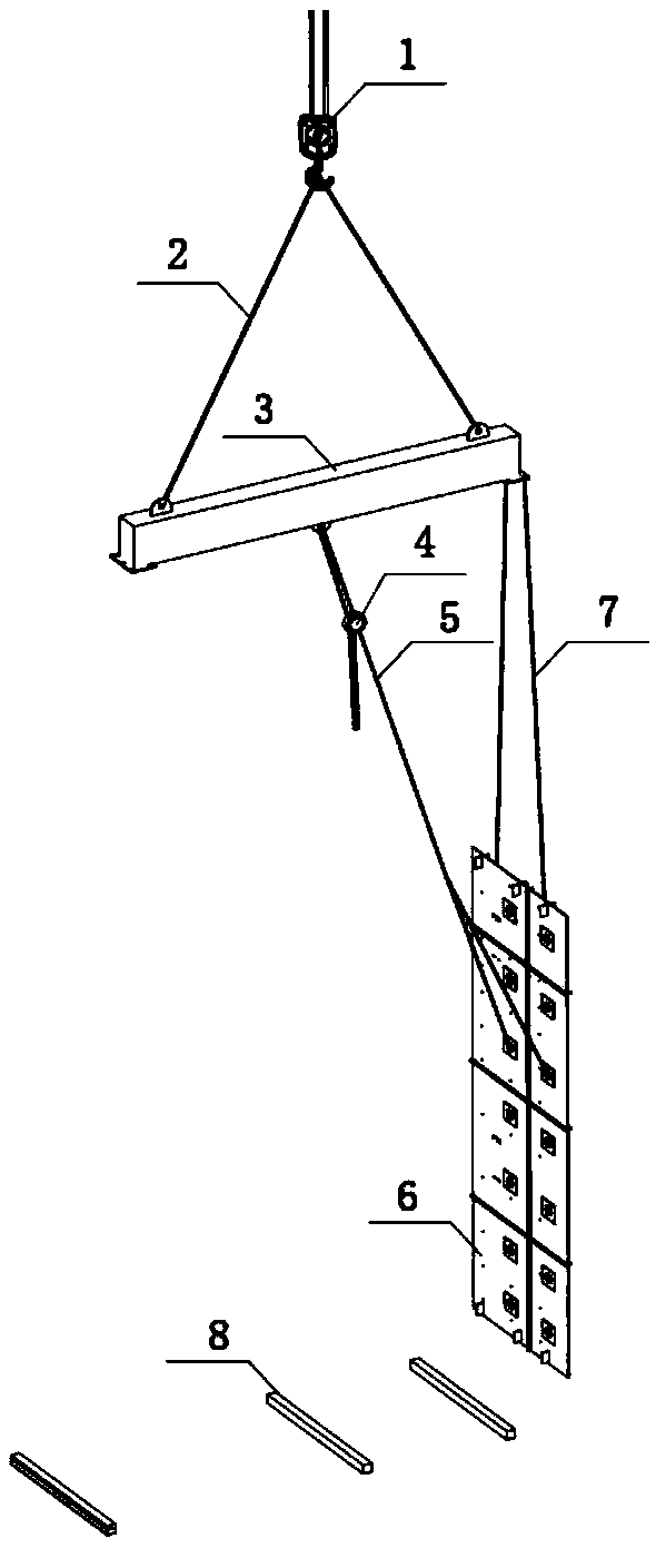 Tower crane blind area ultrathin steel plate shear wall hoisting device and hoisting method thereof