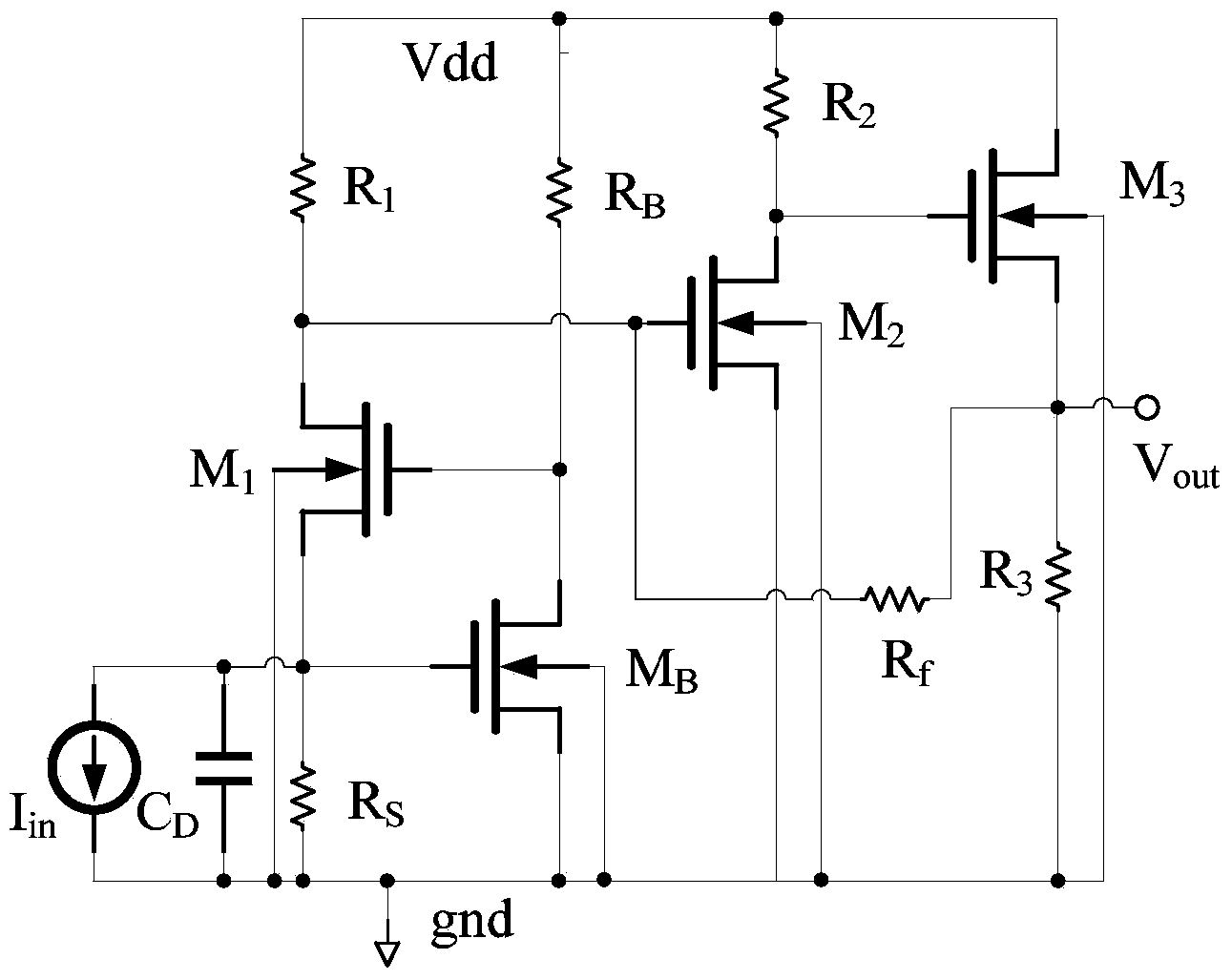 High-gain and low-noise differential trans-impedance amplifier