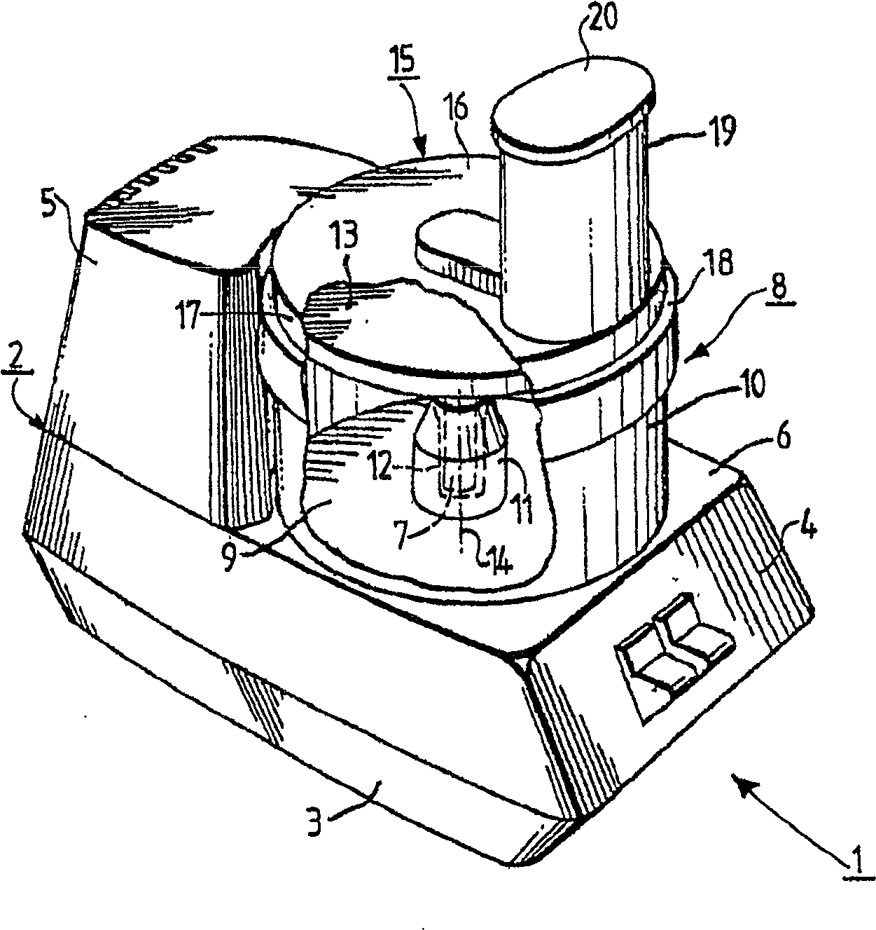 Food processor with tools combined to a tool unit