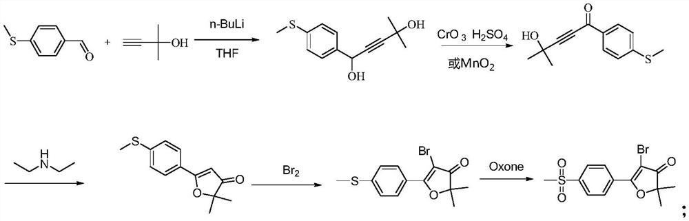Synthesis of 5-bromo-2,2-dimethyl-5-(4-methylsulfonylphenyl)furan-3(2h)-one