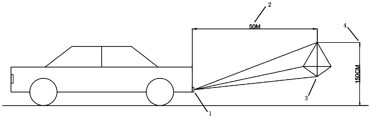 Method for projecting dynamic warning cursor behind vehicle