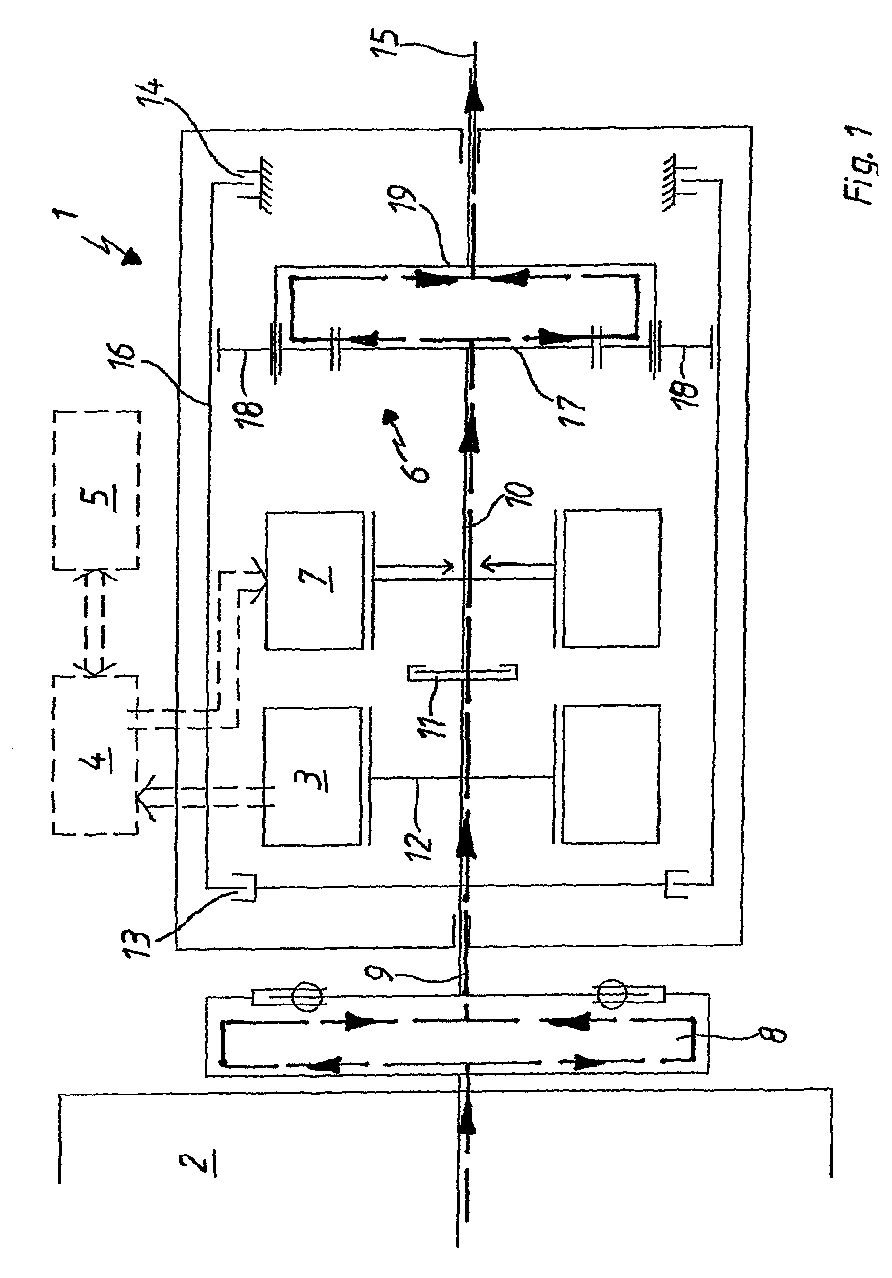 Hybrid drive for vehicles and method for controlling a transmission for a hybrid drive