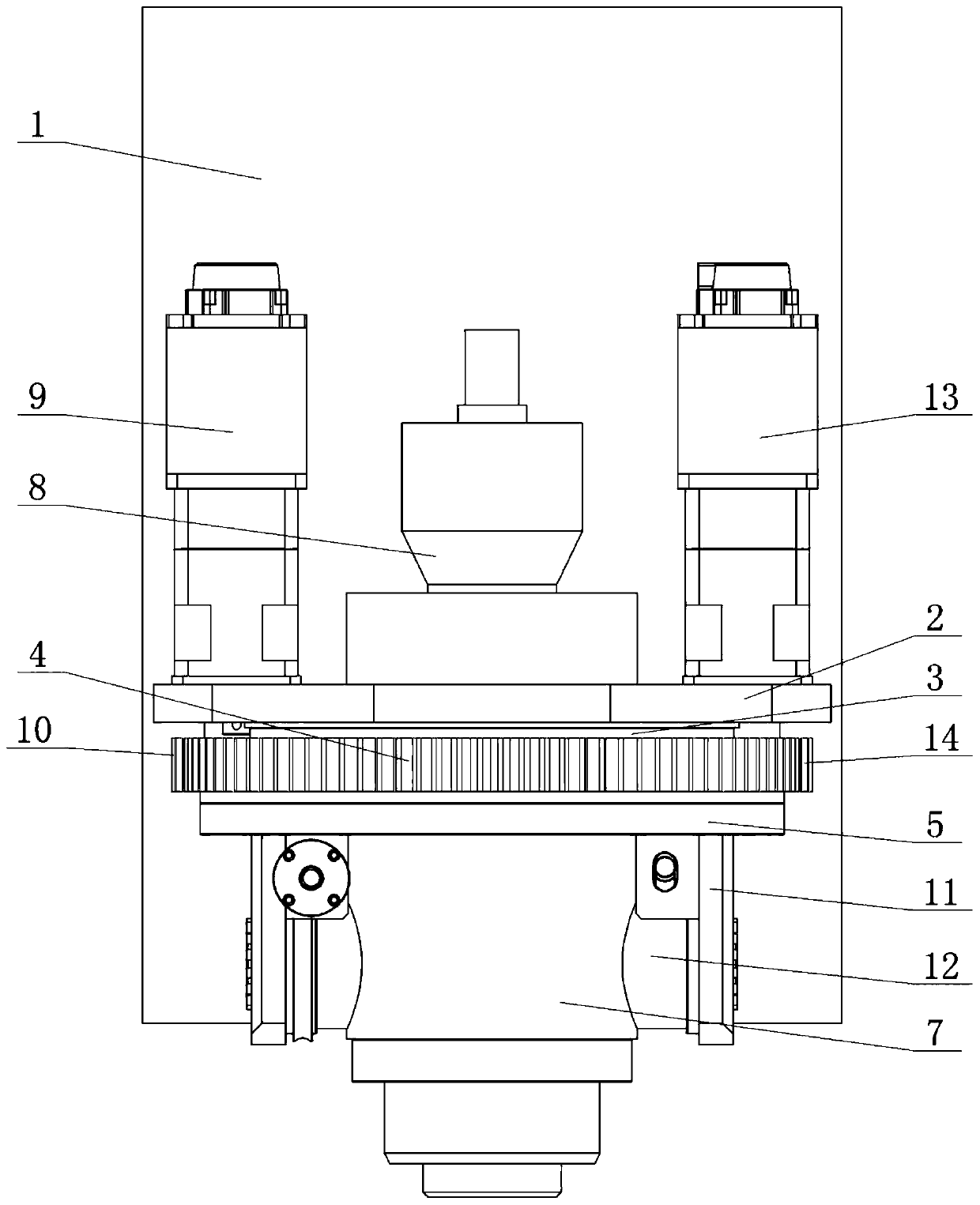 Rotating device of friction welding spindle