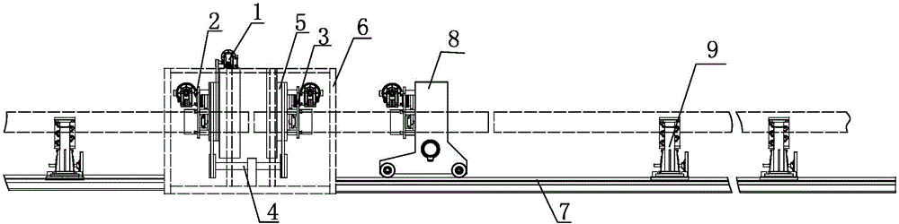 Fixed-distance conveying, rotating and clamping device for electric tower pipe