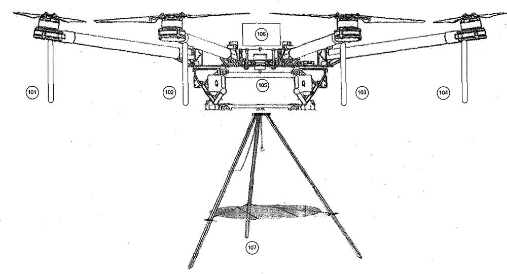 Method and device for realizing direction finding and positioning of radio signals by multi-rotor (multi-shaft) aircraft