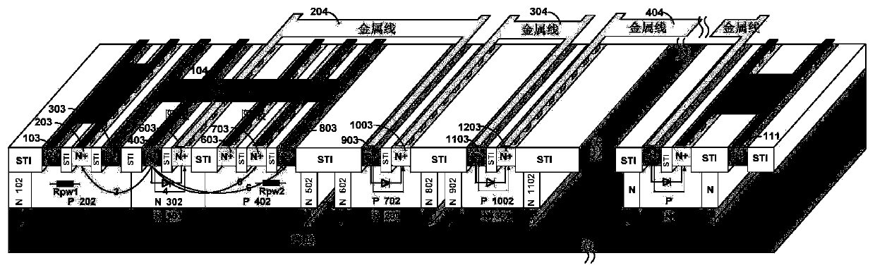 Silicon controlled rectifier structure with multiple trigger channels