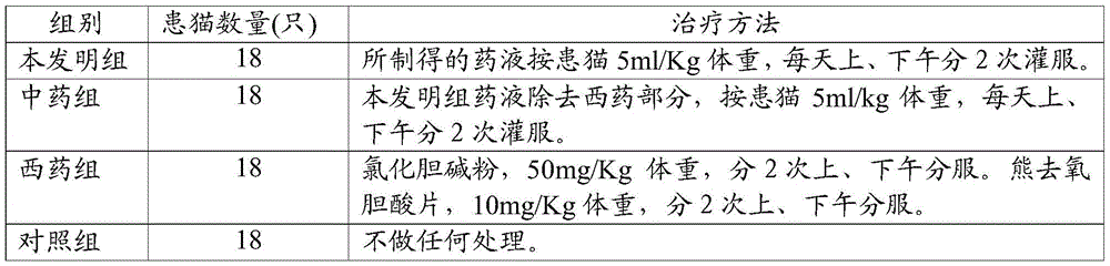 Pharmaceutical composition for treating cat fatty liver and preparation method thereof