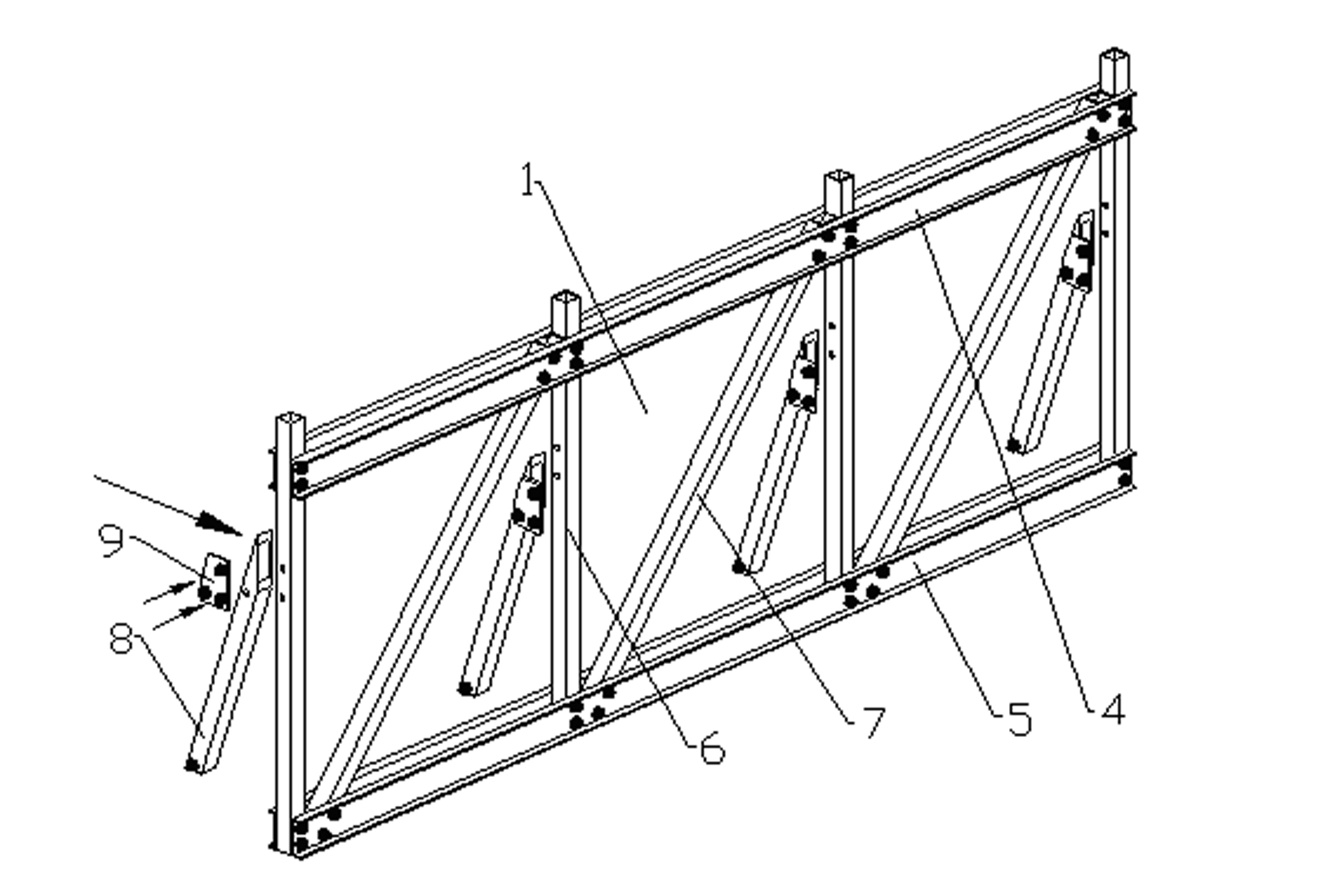 Quick-spliced sectional type composite material truss bridge