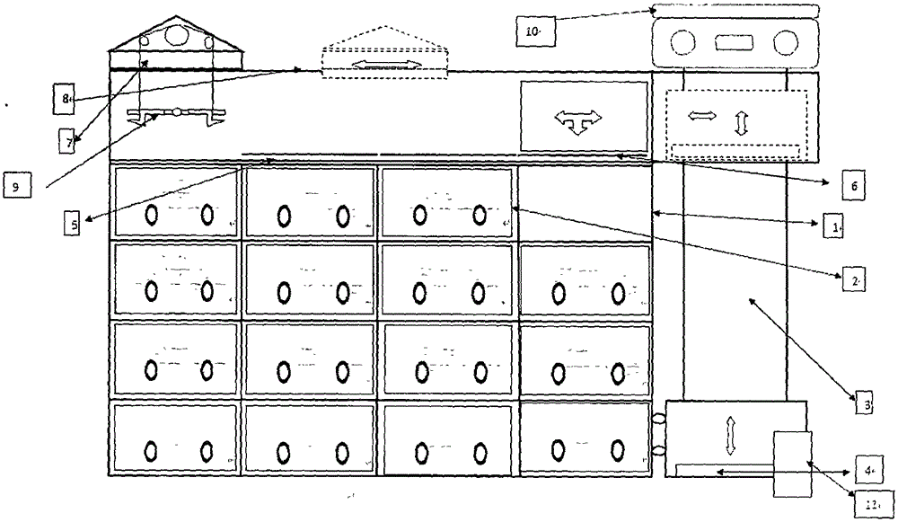 Channel-free hoisting and translation stereoscopic parking garage and car parking and fetching method