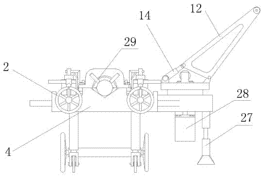 Power-grid telegraph-pole erecting self-loading-unloading device and construction method thereof